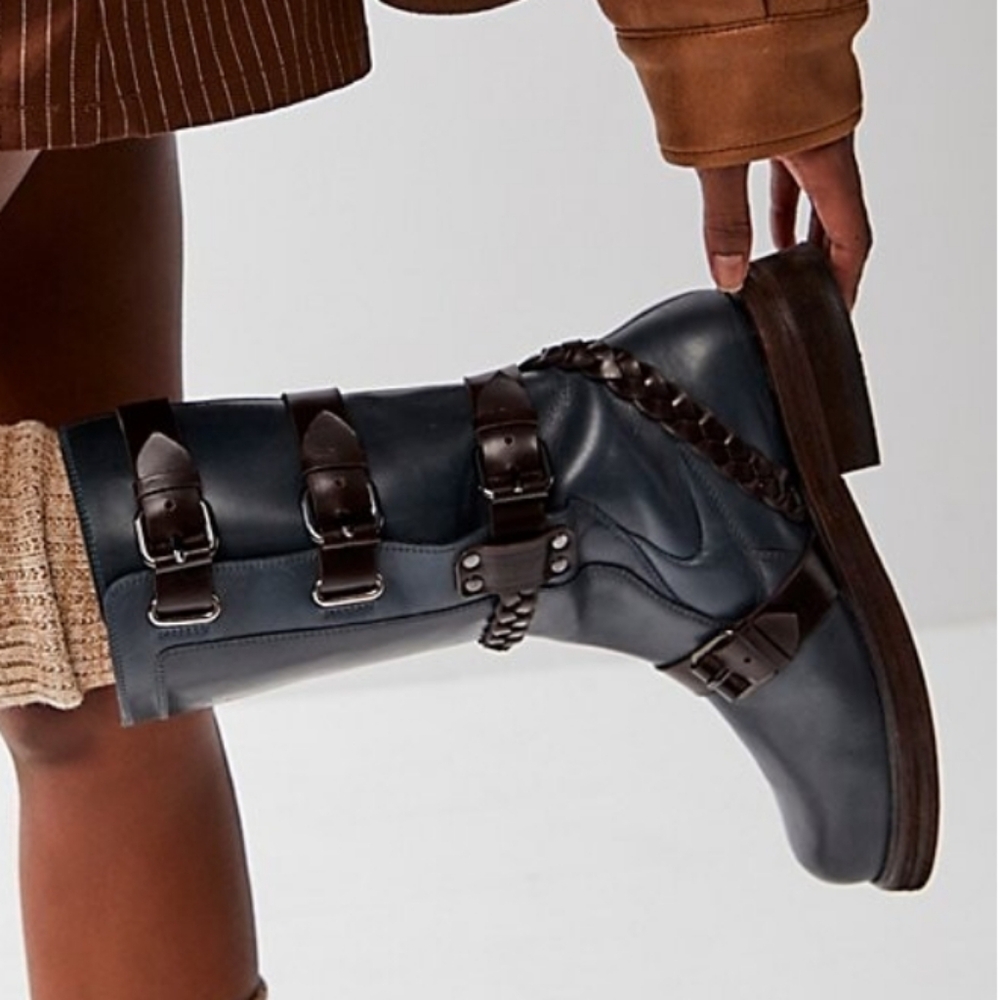 Free People Billie Buckle Moto Boot